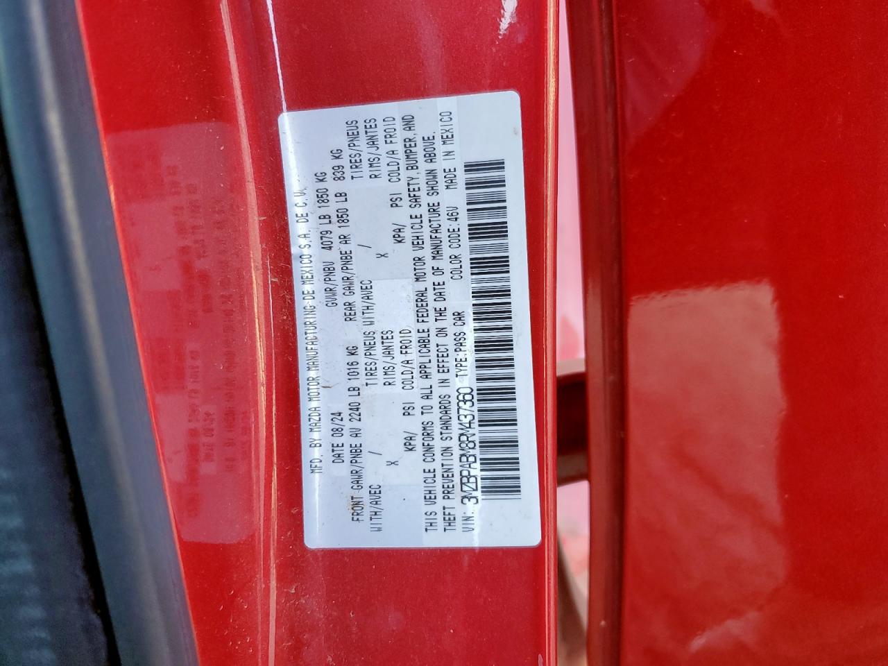 2024 Mazda 3 Select Sport VIN: 3MZBPABM8RM437360 Lot: 66652095