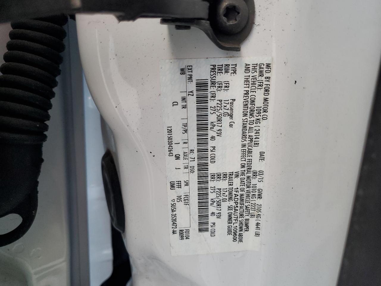 2015 Ford C-Max Se VIN: 1FADP5AU7FL109600 Lot: 80222905