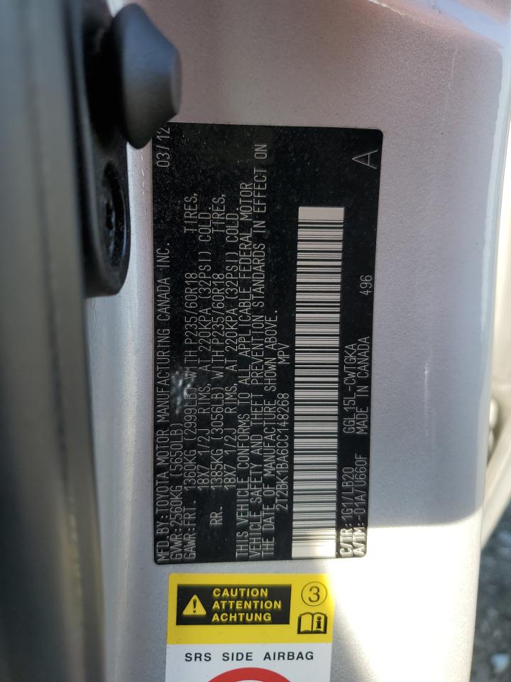 2012 Lexus Rx 350 VIN: 2T2BK1BA6CC148268 Lot: 80246765