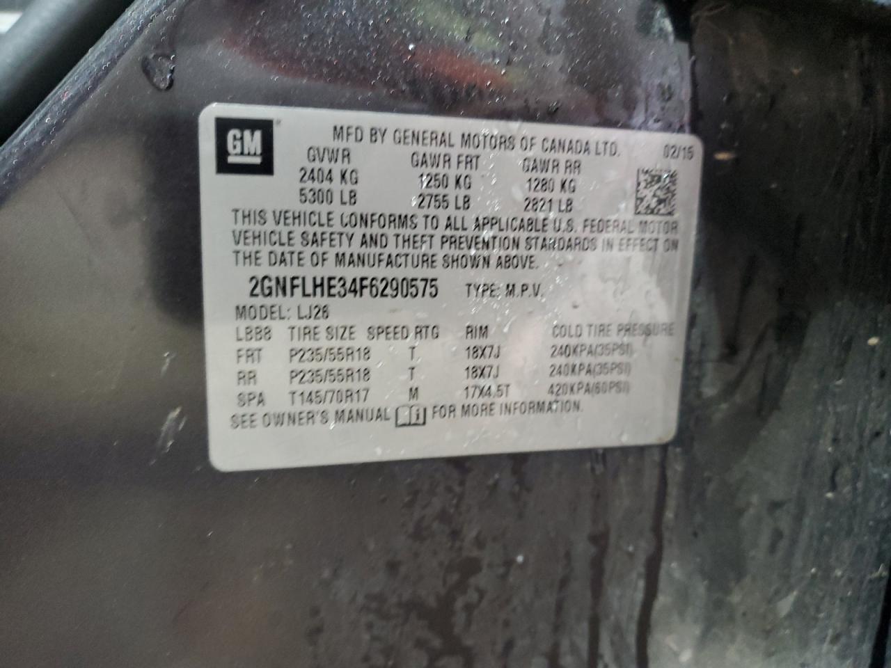 2015 Chevrolet Equinox Ltz VIN: 2GNFLHE34F6290575 Lot: 84269145