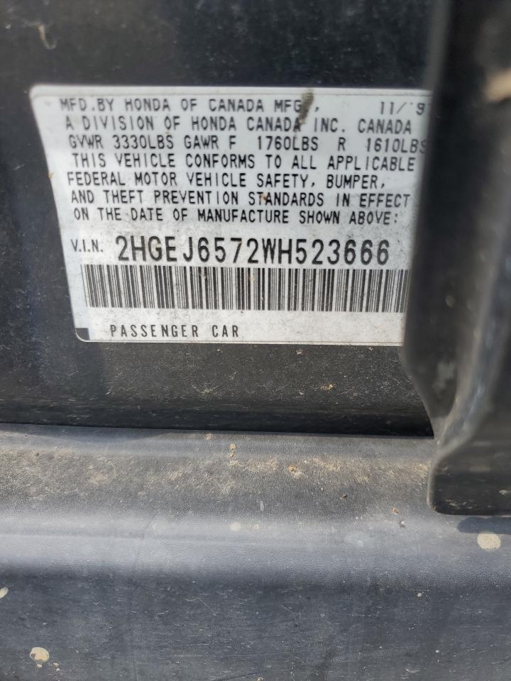 1998 Honda Civic Lx VIN: 2HGEJ6572WH523666 Lot: 80481625