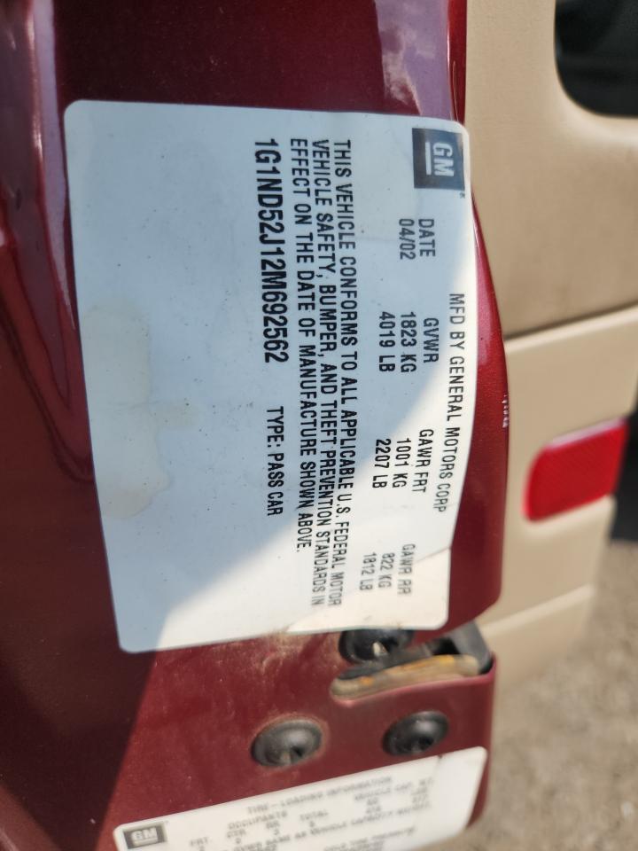 2002 Chevrolet Malibu VIN: 1G1ND52J12M692562 Lot: 80862445