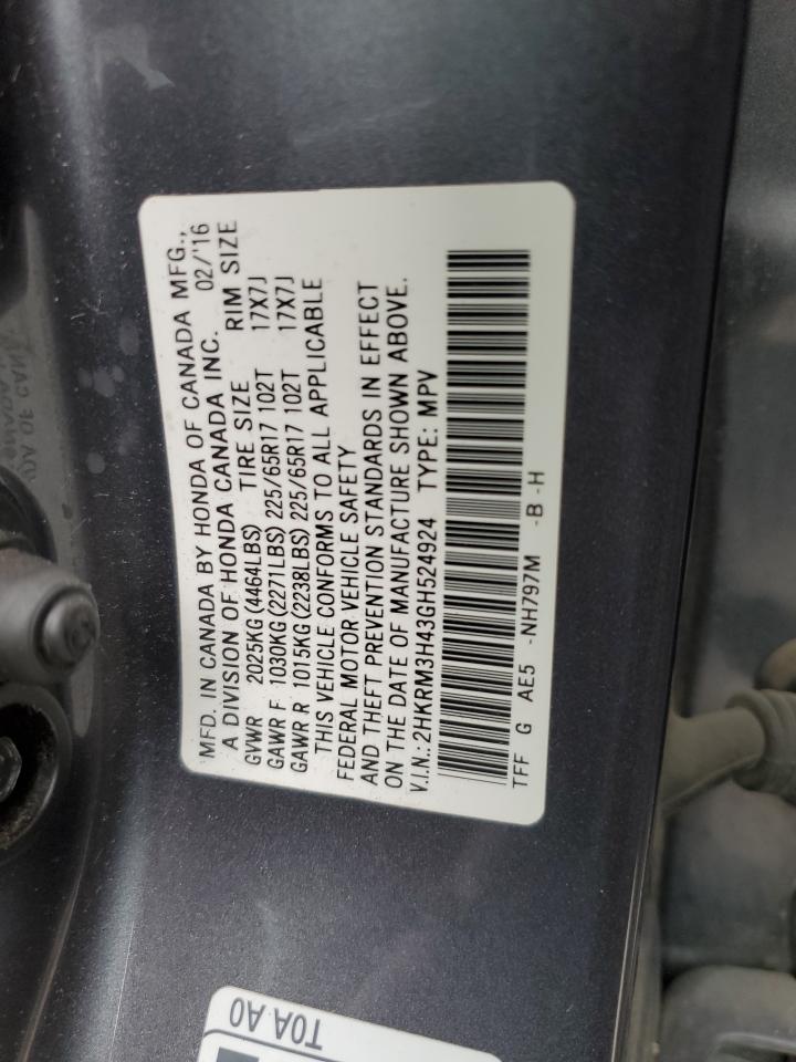 2016 Honda Cr-V Se VIN: 2HKRM3H43GH524924 Lot: 84913875