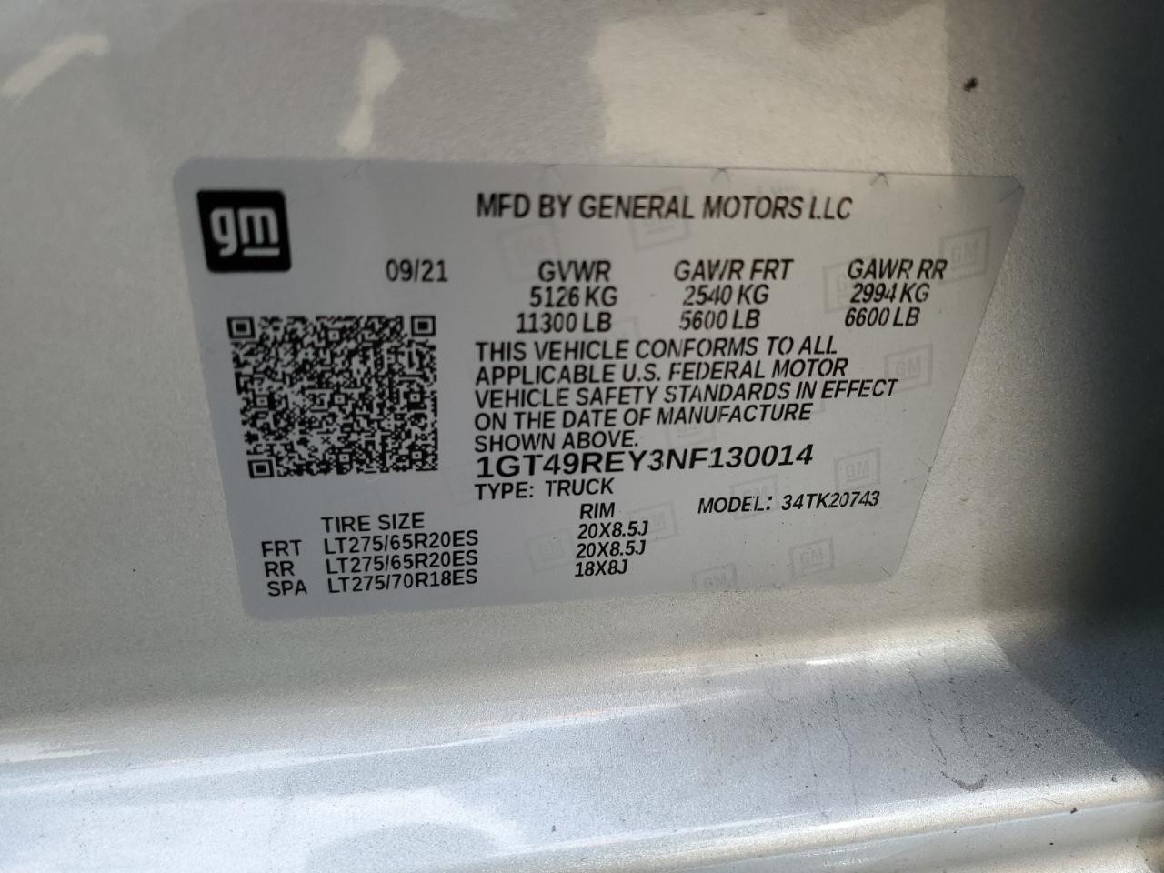 2022 GMC Sierra K2500 Denali VIN: 1GT49REY3NF130014 Lot: 80062755