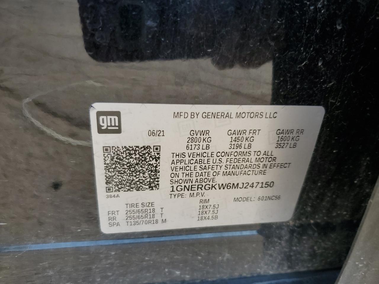 2021 Chevrolet Traverse Lt VIN: 1GNERGKW6MJ247150 Lot: 71861235