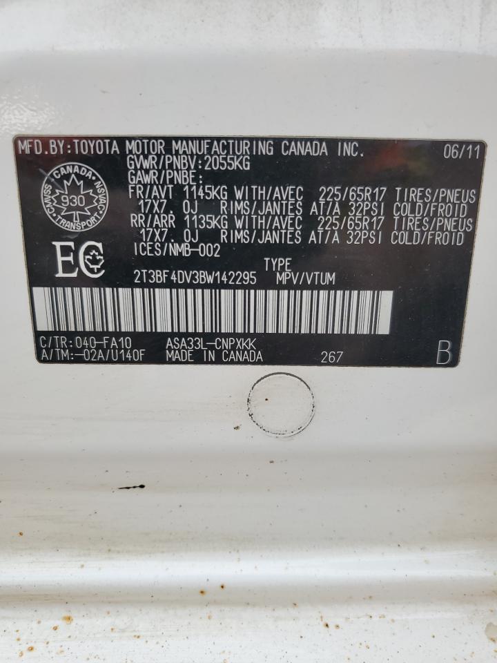 2011 Toyota Rav4 VIN: 2T3BF4DV3BW142295 Lot: 71191785