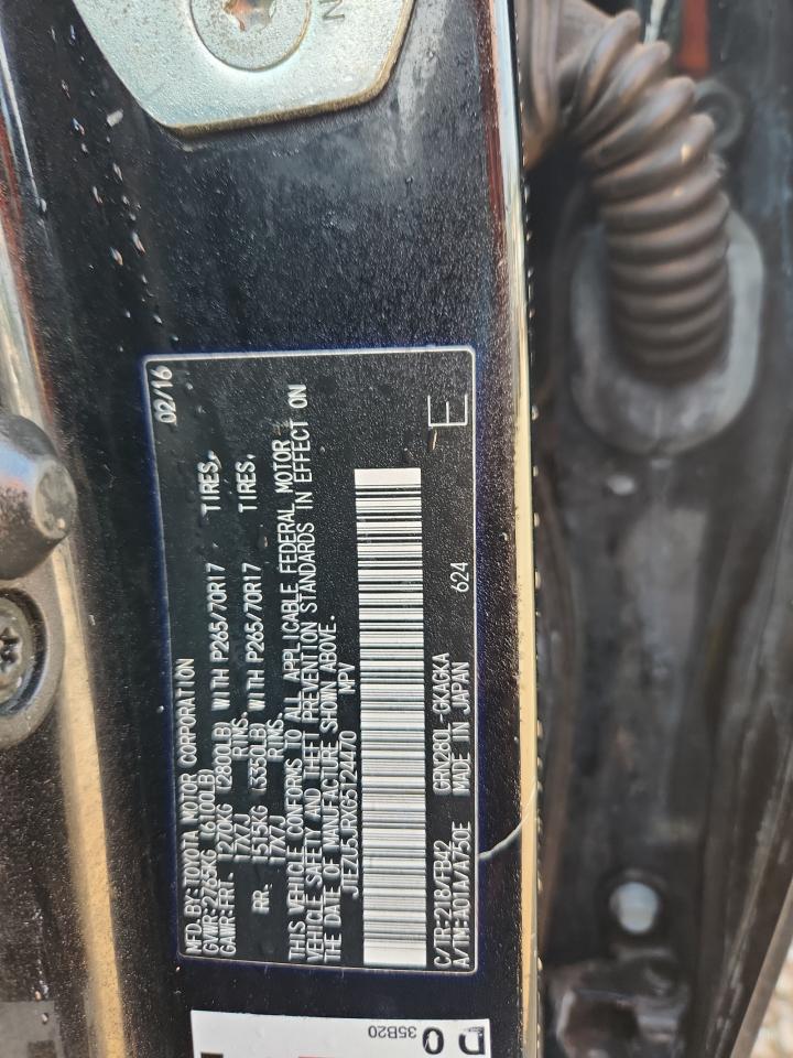 2016 Toyota 4Runner Sr5 VIN: JTEZU5JRXG5124470 Lot: 80387585