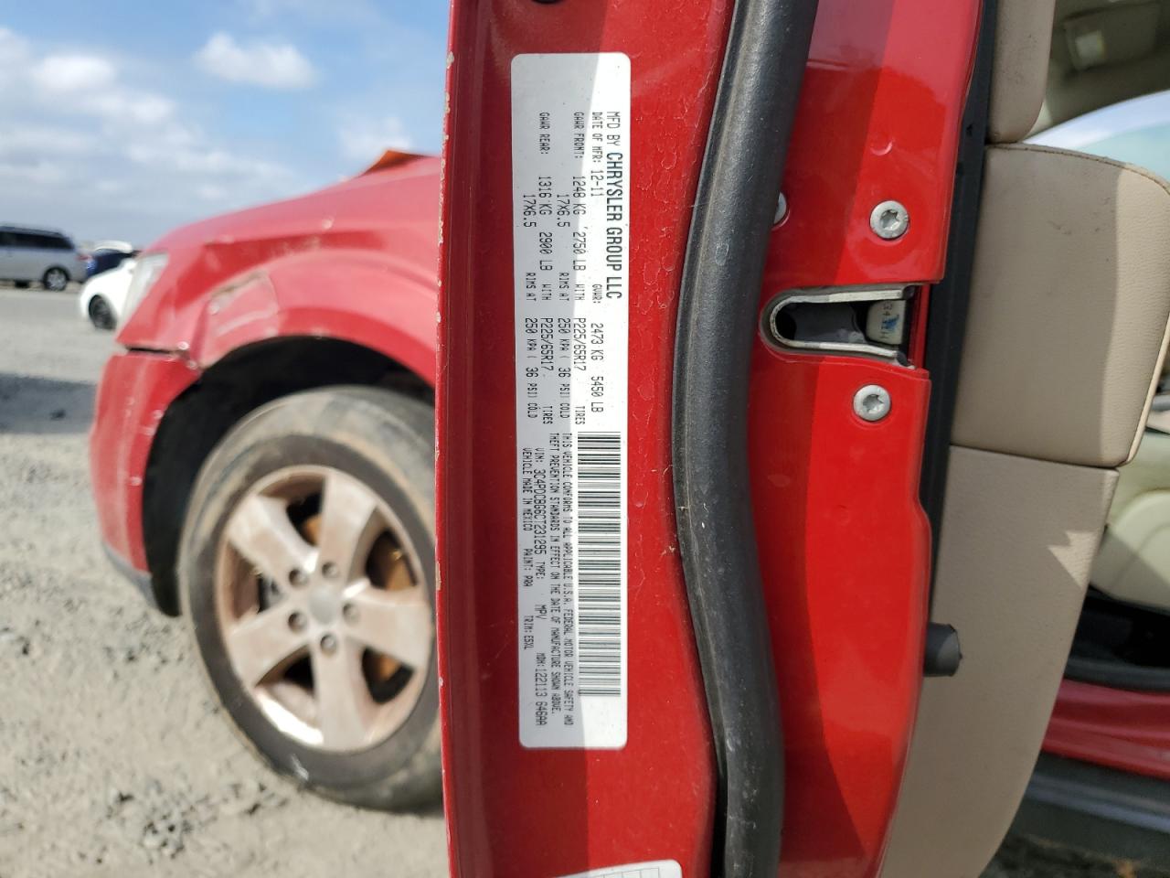 2012 Dodge Journey Sxt VIN: 3C4PDCBG6CT231295 Lot: 80134105