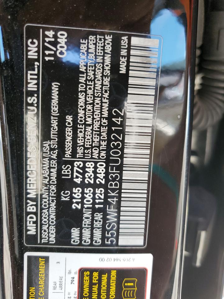 2015 Mercedes-Benz C 300 4Matic VIN: 55SWF4KB3FU032142 Lot: 71426305