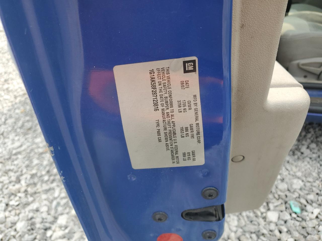 2008 Chevrolet Cobalt Ls VIN: 1G1AK58F287123816 Lot: 71696855