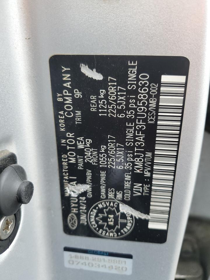 2015 Hyundai Tucson Gls VIN: KM8JT3AF3FU958630 Lot: 81458855