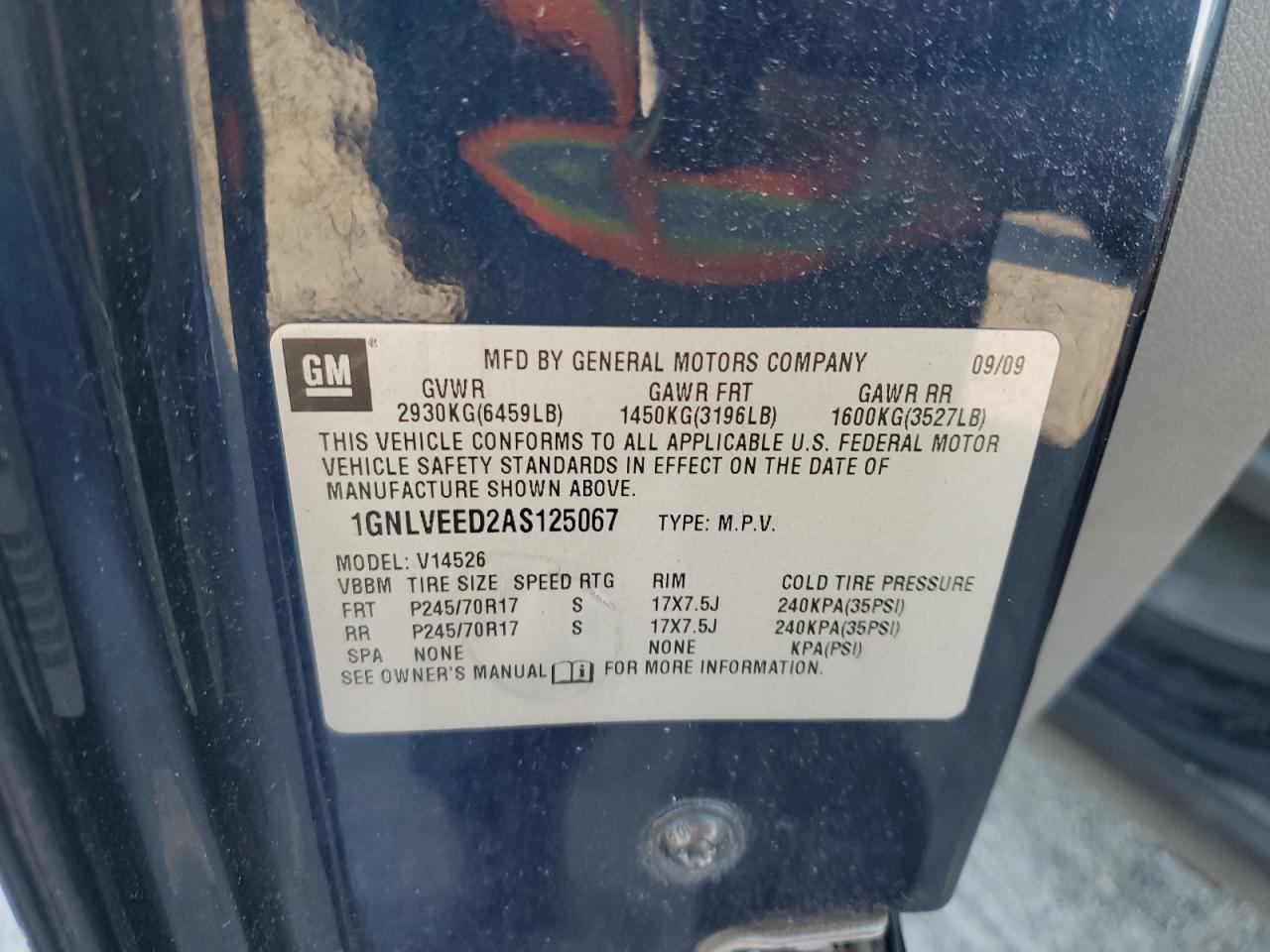 2010 Chevrolet Traverse Ls VIN: 1GNLVEED2AS125067 Lot: 83772355