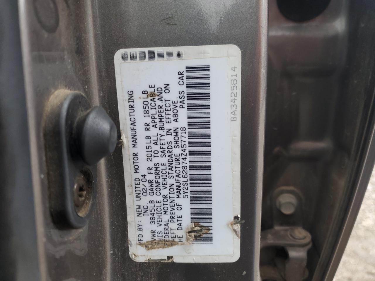 2004 Pontiac Vibe VIN: 5Y2SL62874Z457718 Lot: 82097245