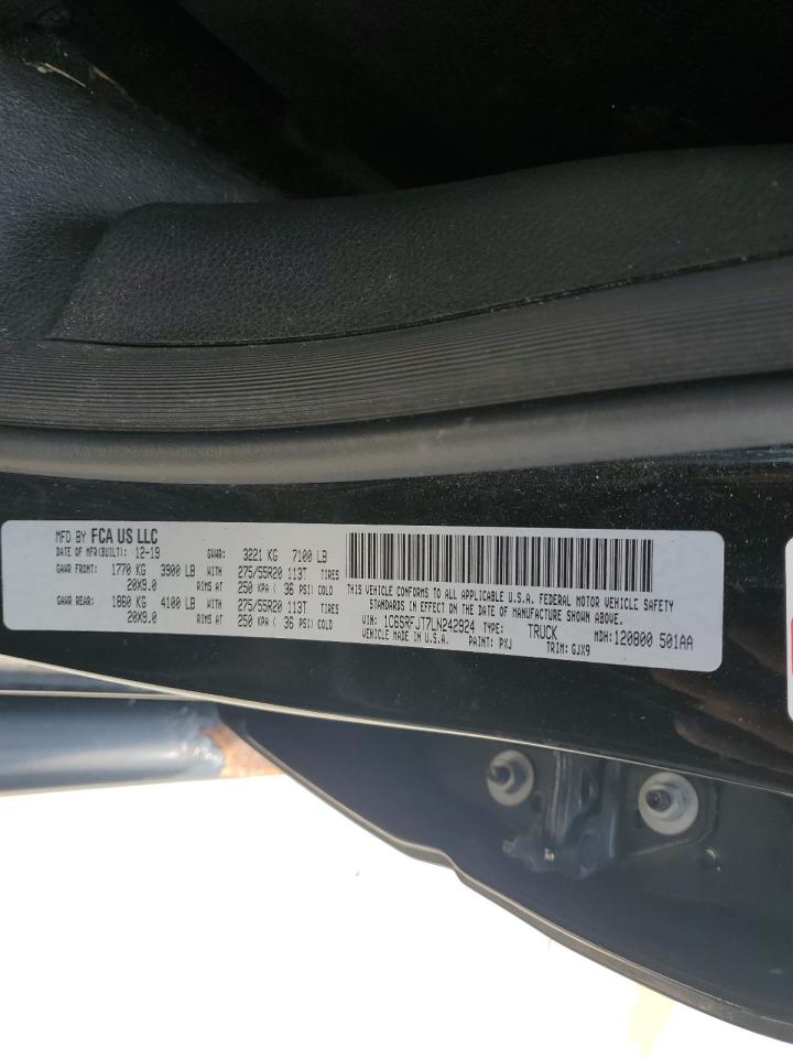 2020 Ram 1500 Laramie VIN: 1C6SRFJT7LN242924 Lot: 82029315