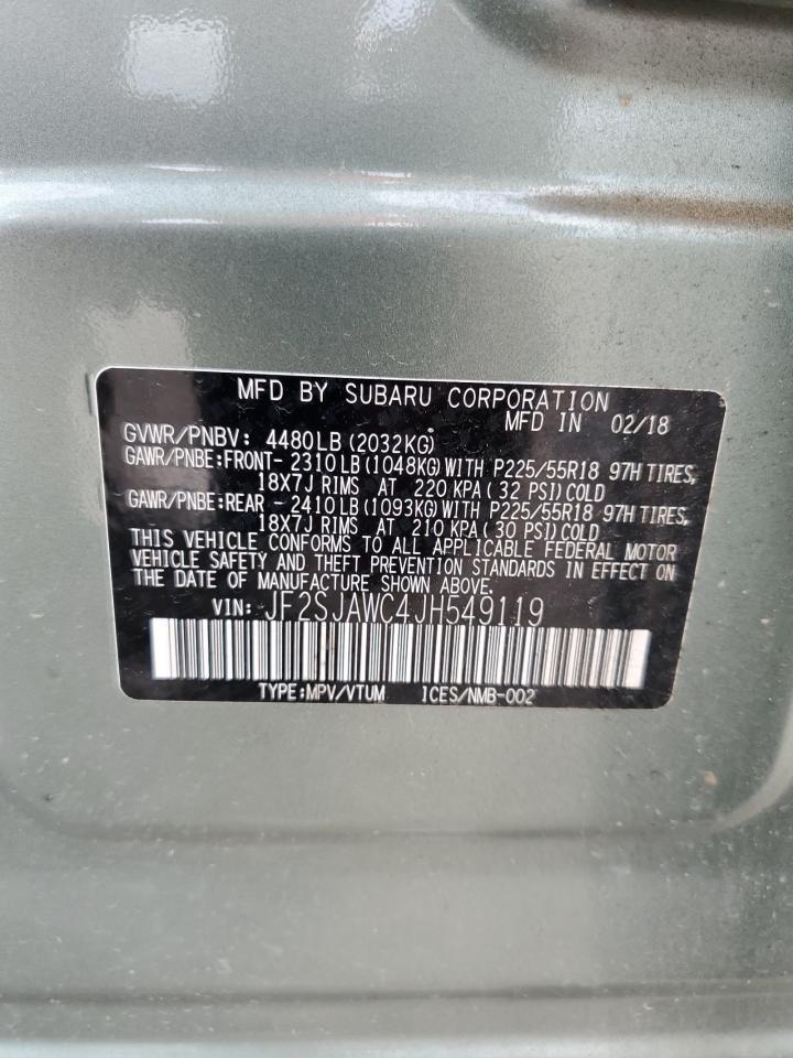 2018 Subaru Forester 2.5I Touring VIN: JF2SJAWC4JH549119 Lot: 83788915