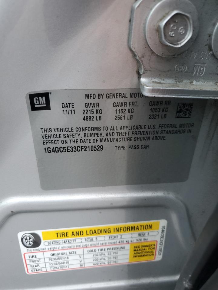 2012 Buick Lacrosse VIN: 1G4GC5E33CF210529 Lot: 69502175