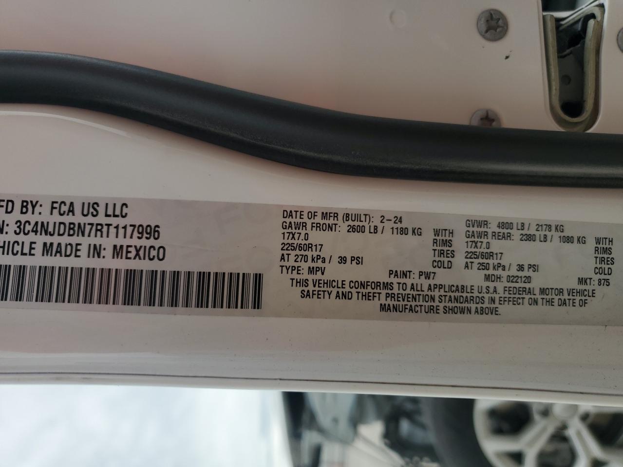 2024 Jeep Compass Latitude VIN: 3C4NJDBN7RT117996 Lot: 84367645