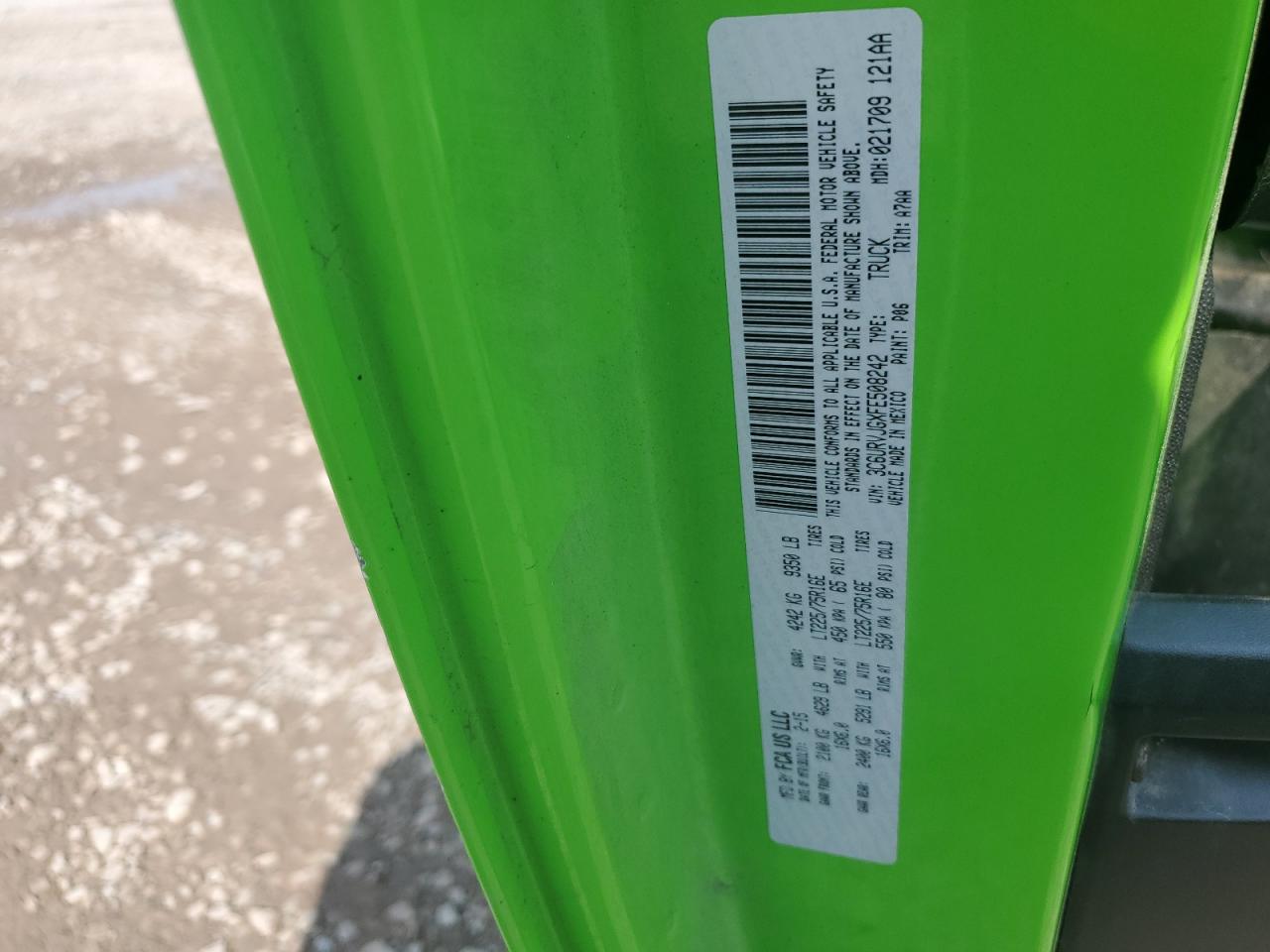 2015 Ram Promaster 3500 3500 High VIN: 3C6URVJGXFE508242 Lot: 84414255