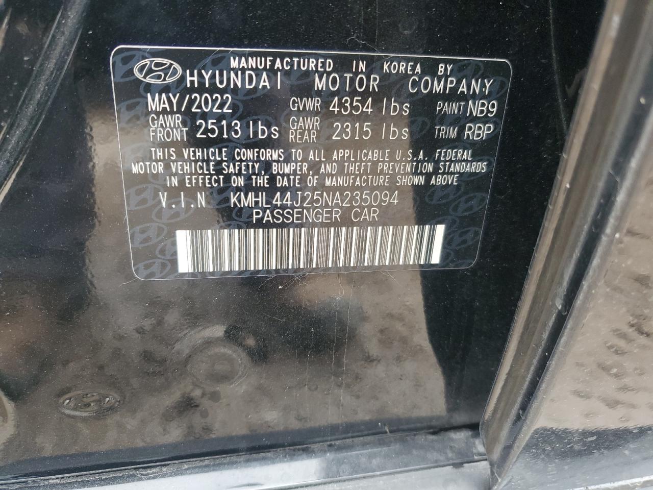 2022 Hyundai Sonata Sel Plus VIN: KMHL44J25NA235094 Lot: 81451155