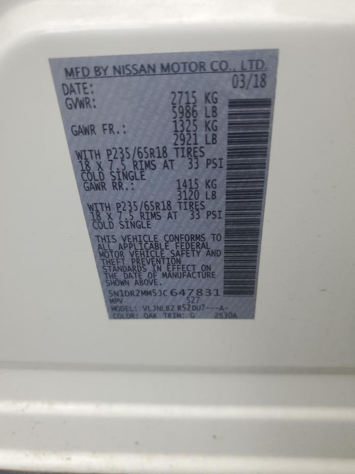 2018 Nissan Pathfinder S VIN: 5N1DR2MM5JC647831 Lot: 81758705
