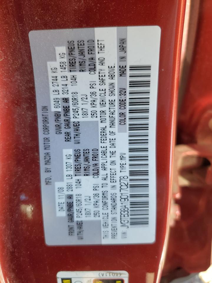 2009 Mazda Cx-9 VIN: JM3TB38A190170278 Lot: 81825005