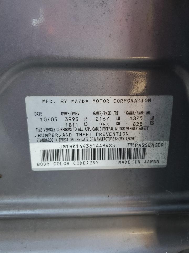 2006 Mazda 3 Hatchback VIN: JM1BK144361448483 Lot: 81433525