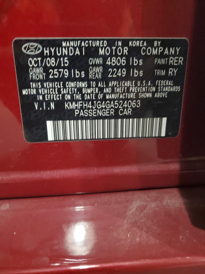 2016 Hyundai Azera Limited VIN: KMHFH4JG4GA524063 Lot: 80816535