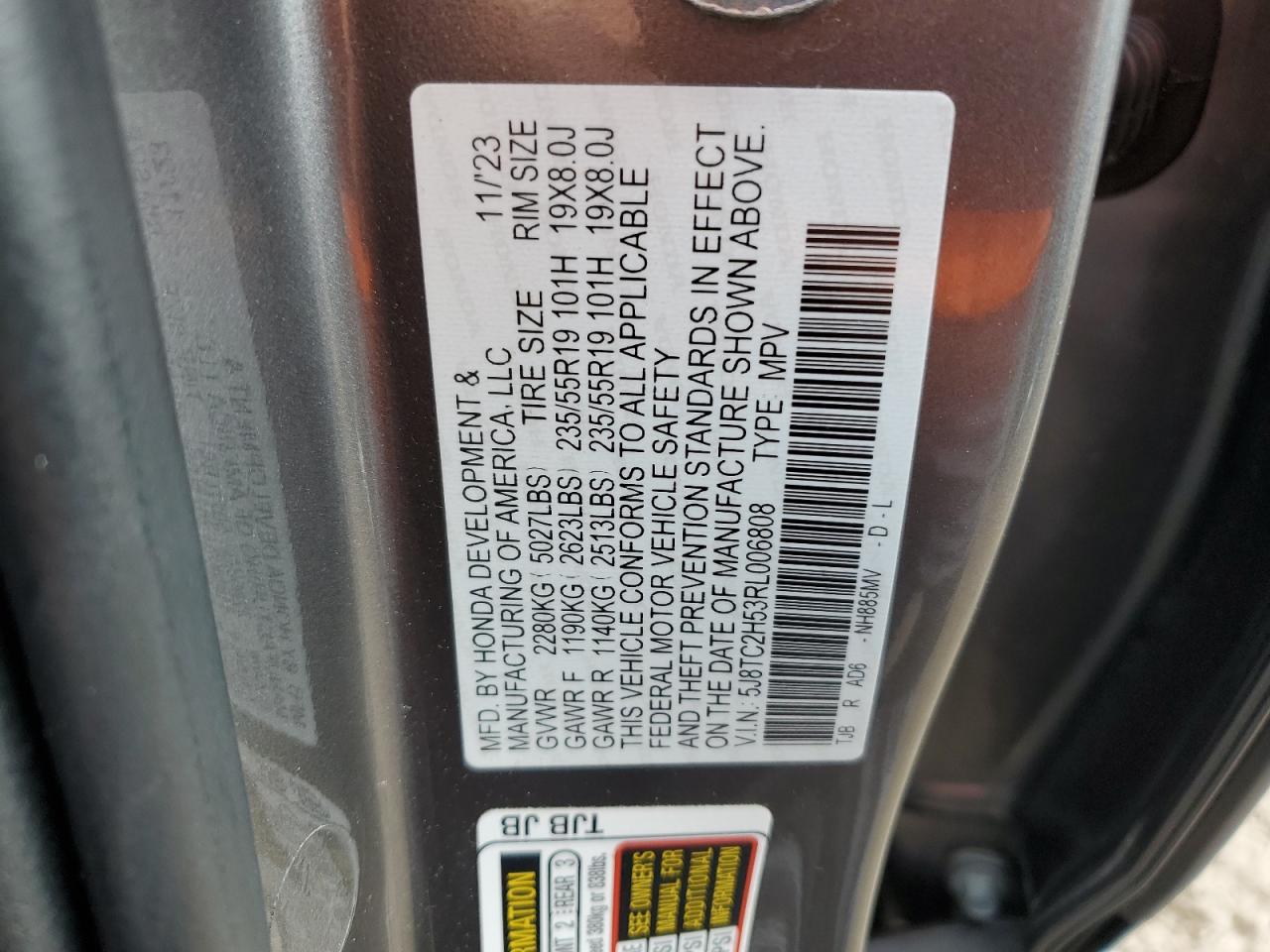 2024 Acura Rdx Technology VIN: 5J8TC2H53RL006808 Lot: 81463865