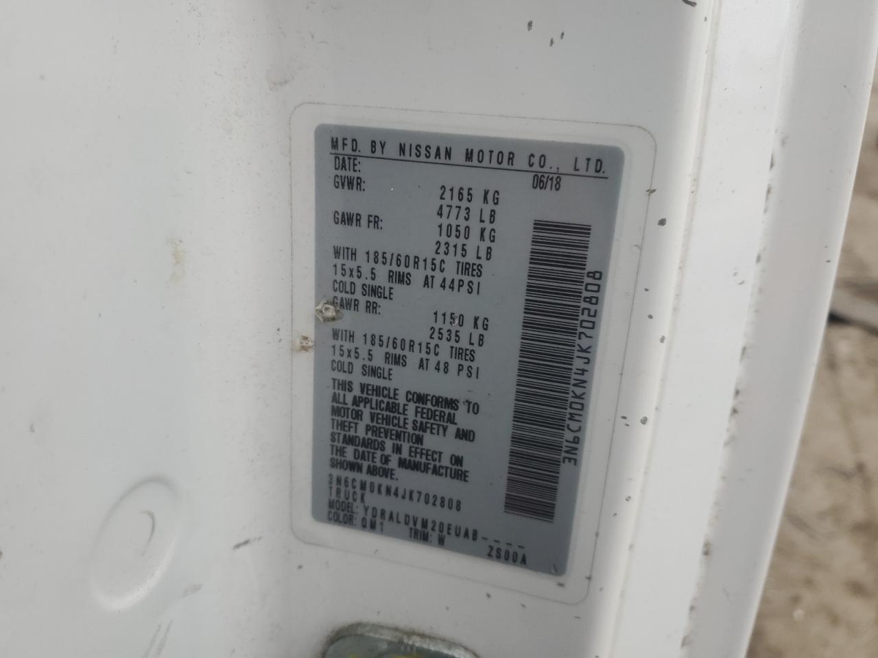 2018 Nissan Nv200 2.5S VIN: 3N6CM0KN4JK702808 Lot: 84408785