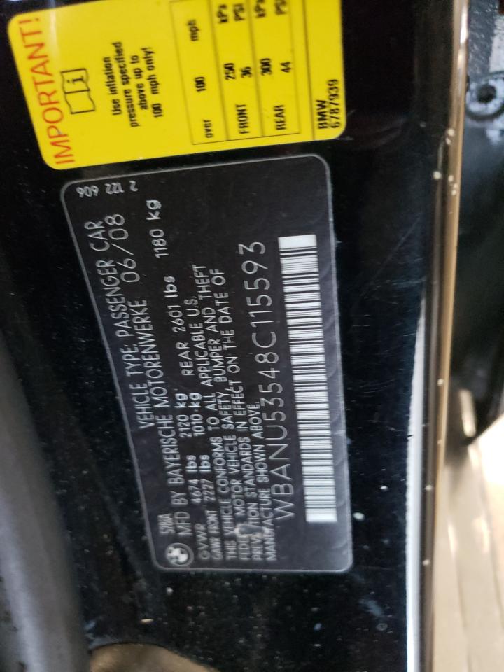 2008 BMW 528 I VIN: WBANU53548C115593 Lot: 81136955