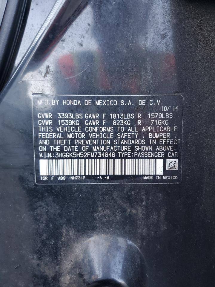 2015 Honda Fit Lx VIN: 3HGGK5H52FM734846 Lot: 71968015