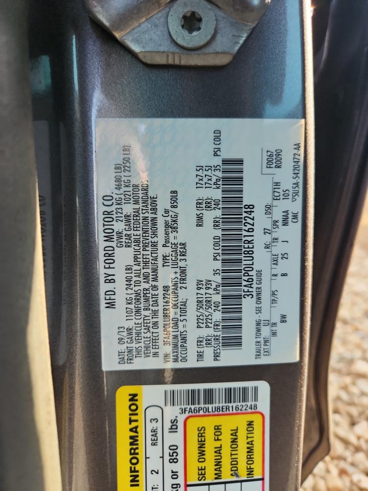 2014 Ford Fusion Se Hybrid VIN: 3FA6P0LU8ER162248 Lot: 83958205