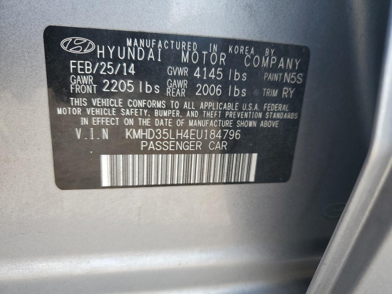 2014 Hyundai Elantra Gt VIN: KMHD35LH4EU184796 Lot: 81777795