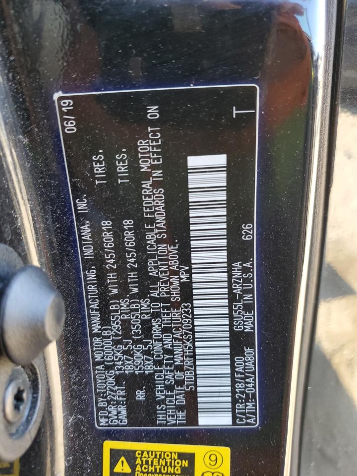 2019 Toyota Highlander Le VIN: 5TDBZRFH5KS709233 Lot: 71224945