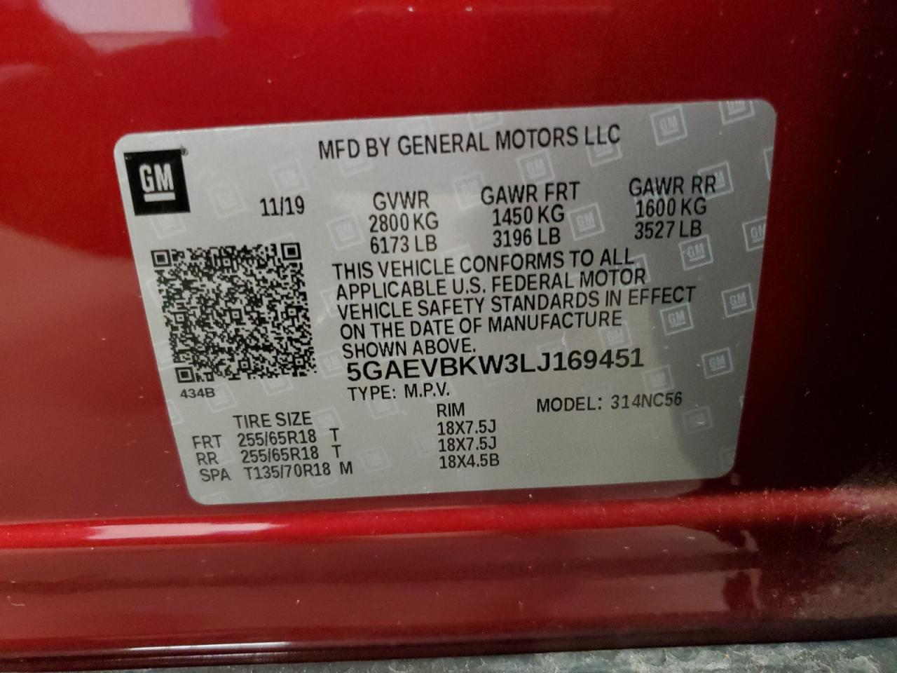 2020 Buick Enclave Premium VIN: 5GAEVBKW3LJ169451 Lot: 80036205