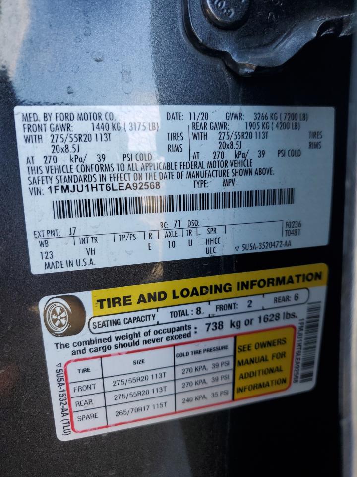 2020 Ford Expedition Xlt VIN: 1FMJU1HT6LEA92568 Lot: 81383655