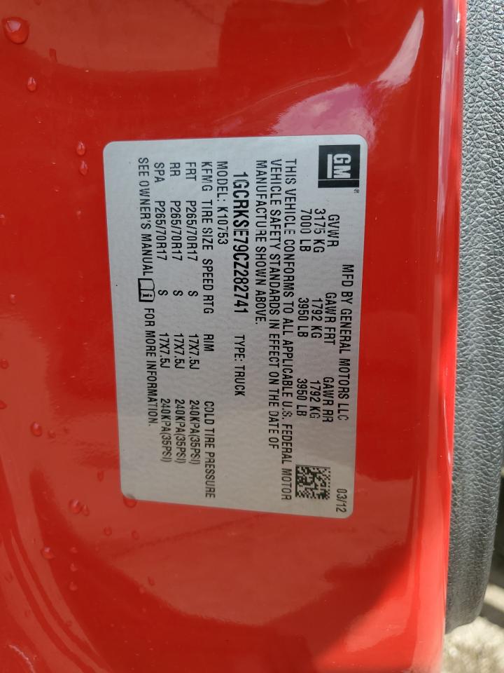 2012 Chevrolet Silverado K1500 Lt VIN: 1GCRKSE79CZ282741 Lot: 83795195