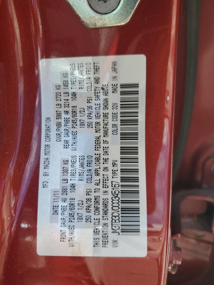 2012 Mazda Cx-9 VIN: JM3TB3CV0C0345167 Lot: 72081385