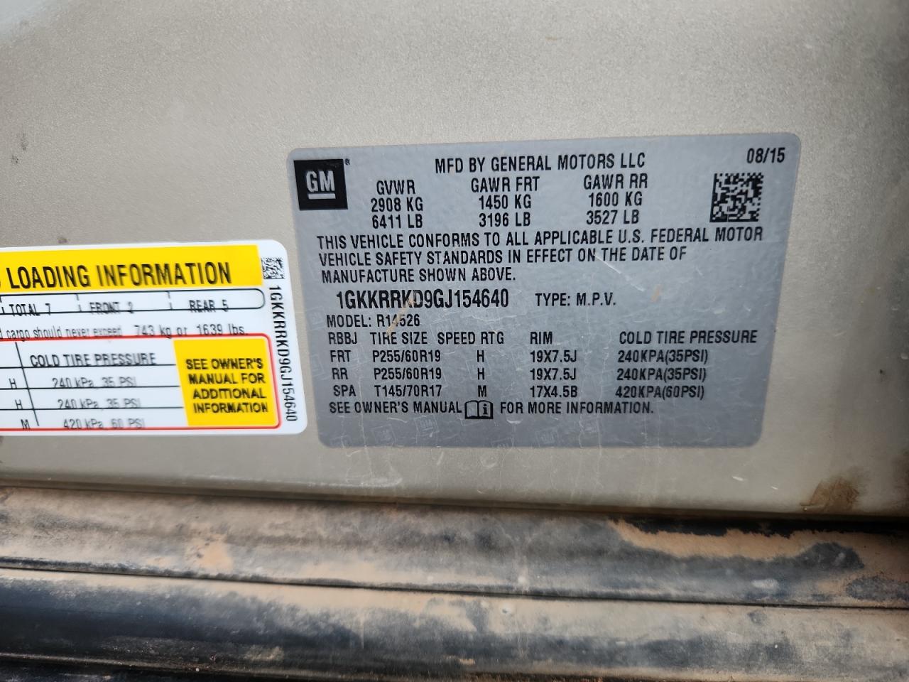 2016 GMC Acadia Slt-1 VIN: 1GKKRRKD9GJ154640 Lot: 81335355