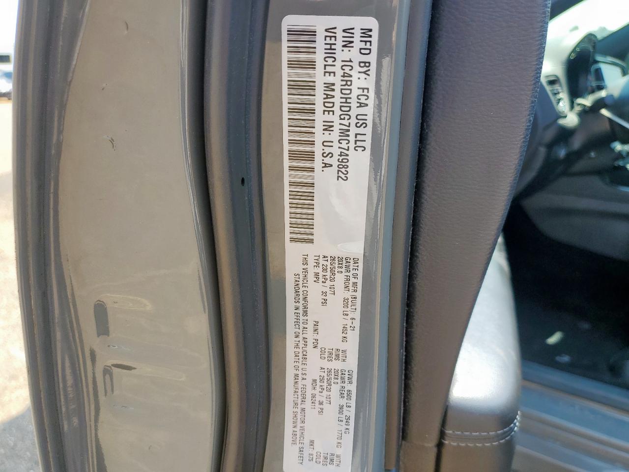 2021 Dodge Durango Gt VIN: 1C4RDHDG7MC749822 Lot: 80264725