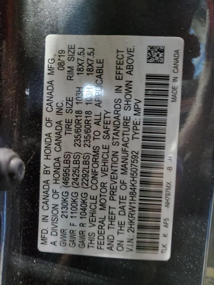 2019 Honda Cr-V Exl VIN: 2HKRW1H84KH507592 Lot: 80819765