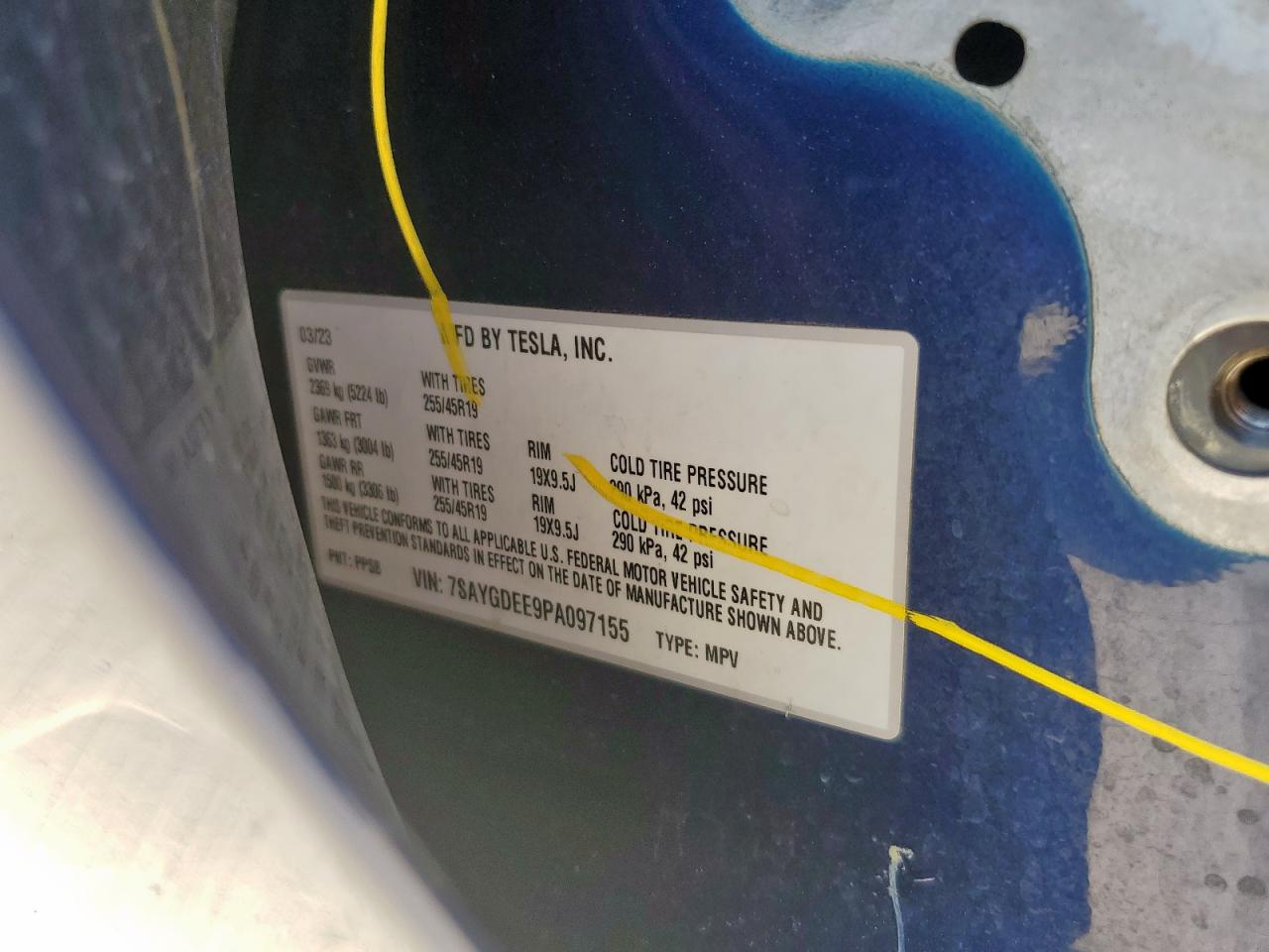 2023 Tesla Model Y VIN: 7SAYGDEE9PA097155 Lot: 84566845