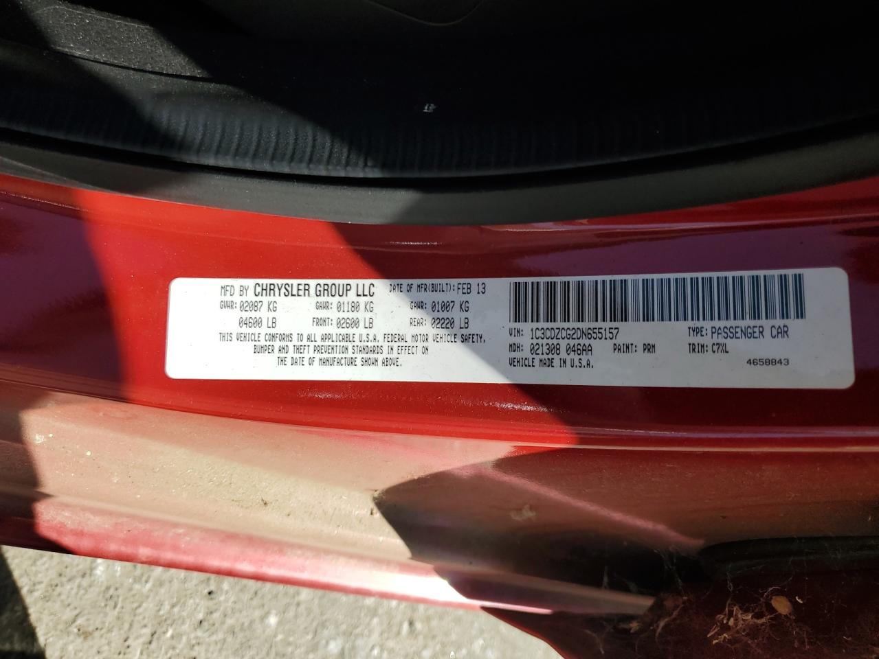 2013 Dodge Avenger Sxt VIN: 1C3CDZCG2DN655157 Lot: 81258365