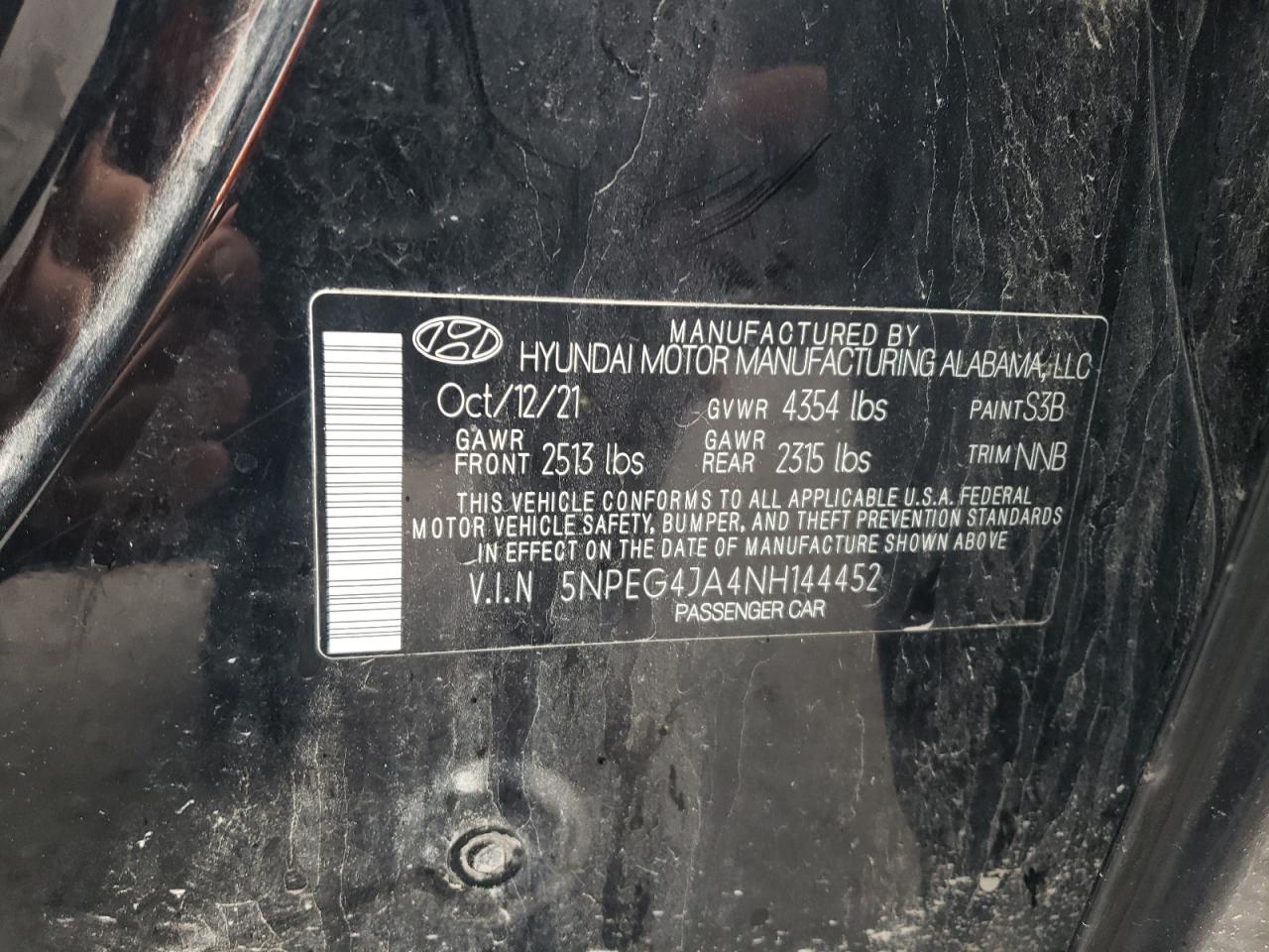 2022 Hyundai Sonata Se VIN: 5NPEG4JA4NH144452 Lot: 81680665