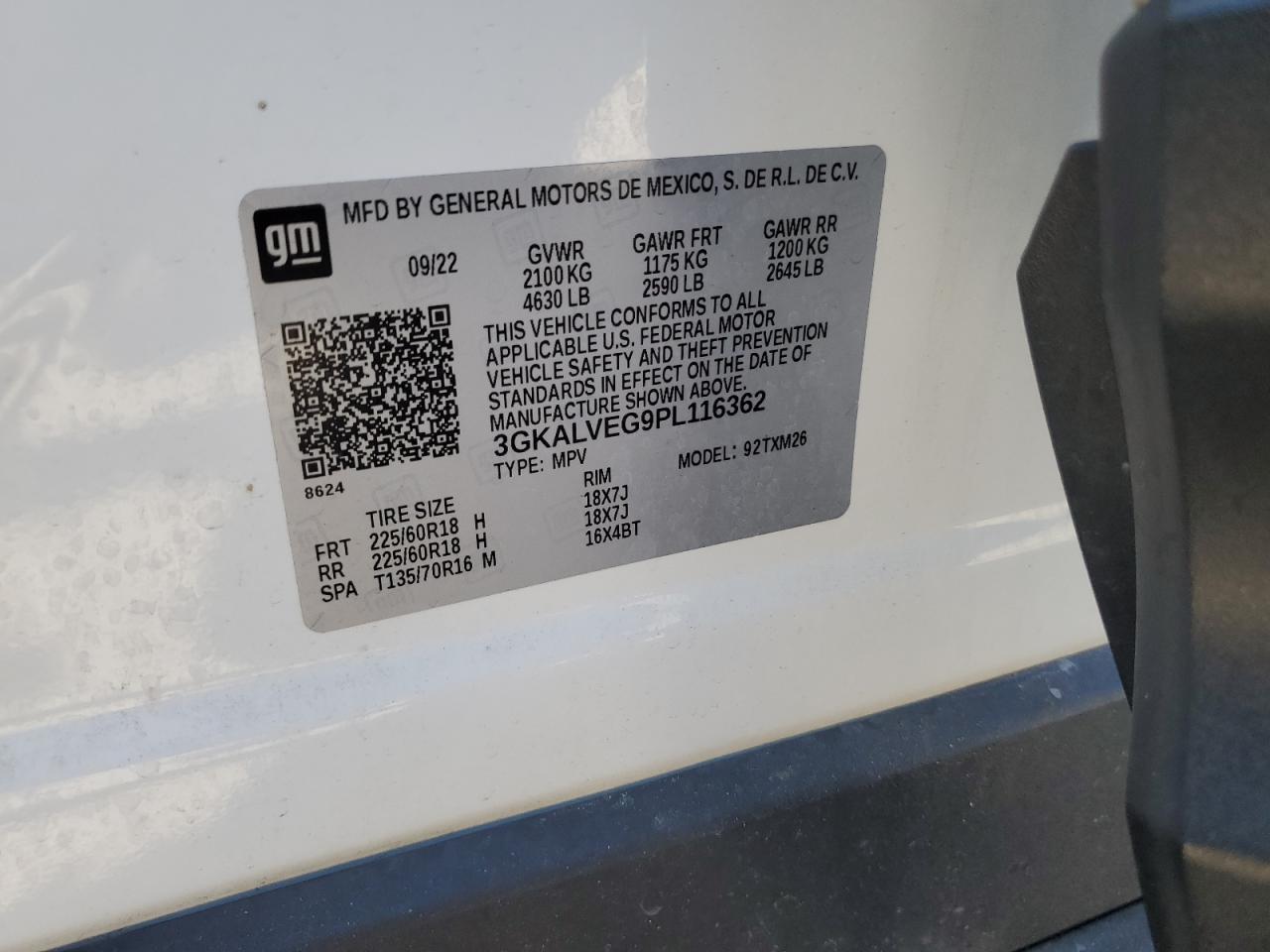 2023 GMC Terrain Slt VIN: 3GKALVEG9PL116362 Lot: 83961585