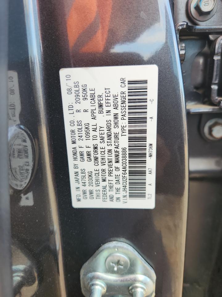 2010 Acura Tsx VIN: JH4CU2F64AC038886 Lot: 83999725