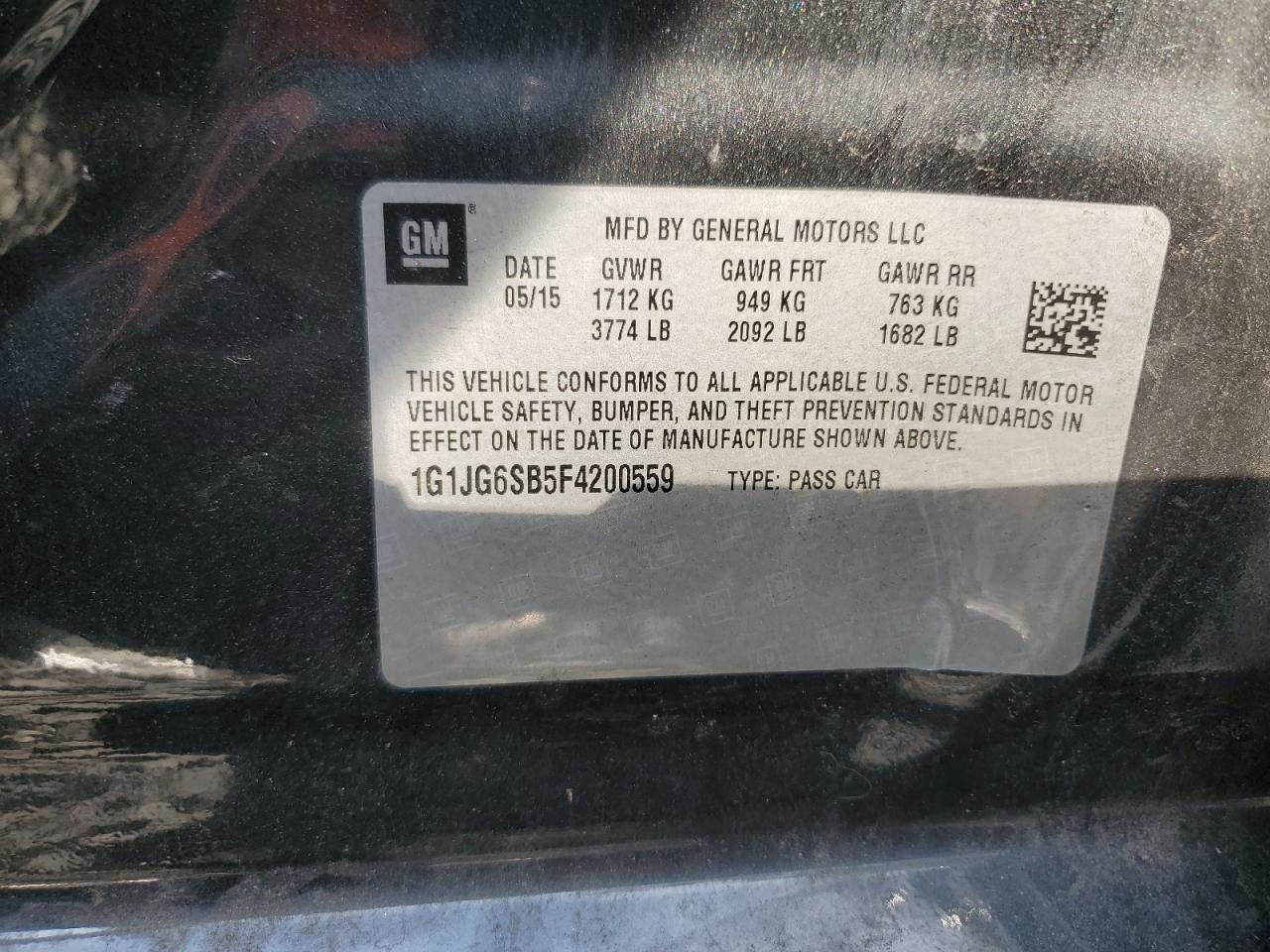 2015 Chevrolet Sonic Rs VIN: 1G1JG6SB5F4200559 Lot: 83903895