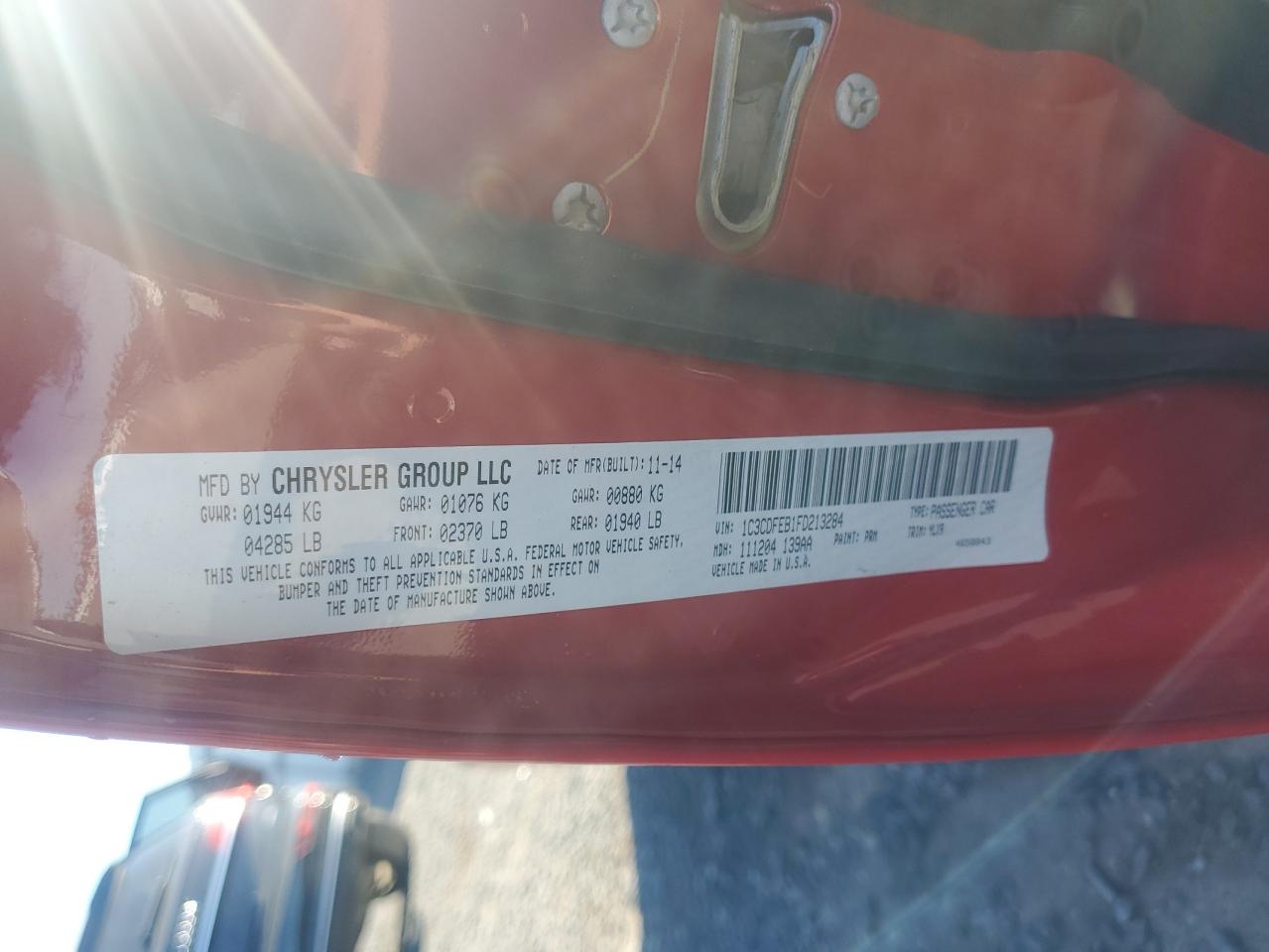 2015 Dodge Dart Gt VIN: 1C3CDFEB1FD213284 Lot: 71812195