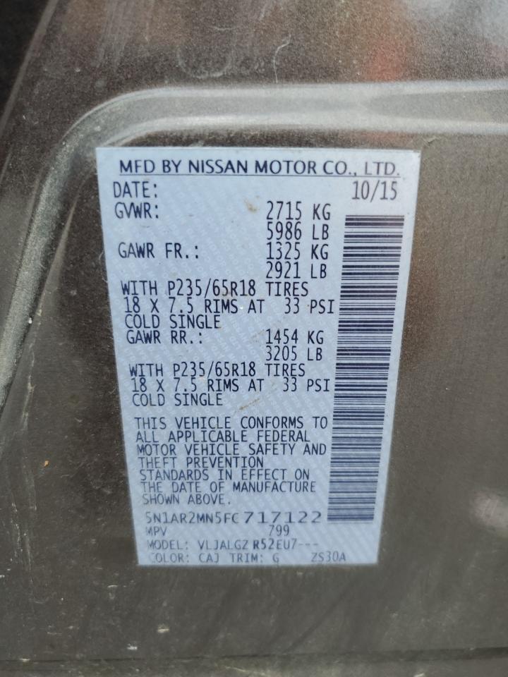 2015 Nissan Pathfinder S VIN: 5N1AR2MN5FC717122 Lot: 71411965
