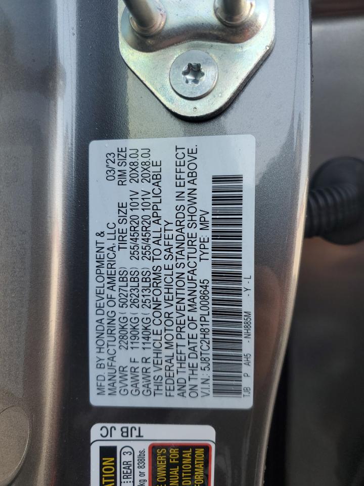 2023 Acura Rdx A-Spec Advance VIN: 5J8TC2H81PL008645 Lot: 71970995